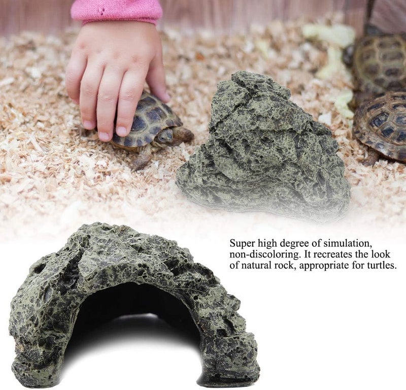 Maxmartt ماكس مارت صغير كهف السلحفاة الحجرية للاختباء لزواحف السلحفاة والضفدع وزينة حوض السمك - Image 2