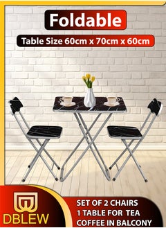 Set Of Foldable Marble Wooden Square Table And 2 Folding Chairs Seats Metal Frame For Breakfast Computer Laptop Desk Office Workstation Kitchen Balcony Home Dining Outdoor Picnic Beach Desert Camping - pzsku/Z171AB7E9991AFCDE97C3Z/45/_/1726900657/399cdb1c-20fa-4951-a7d6-c771be3f525c