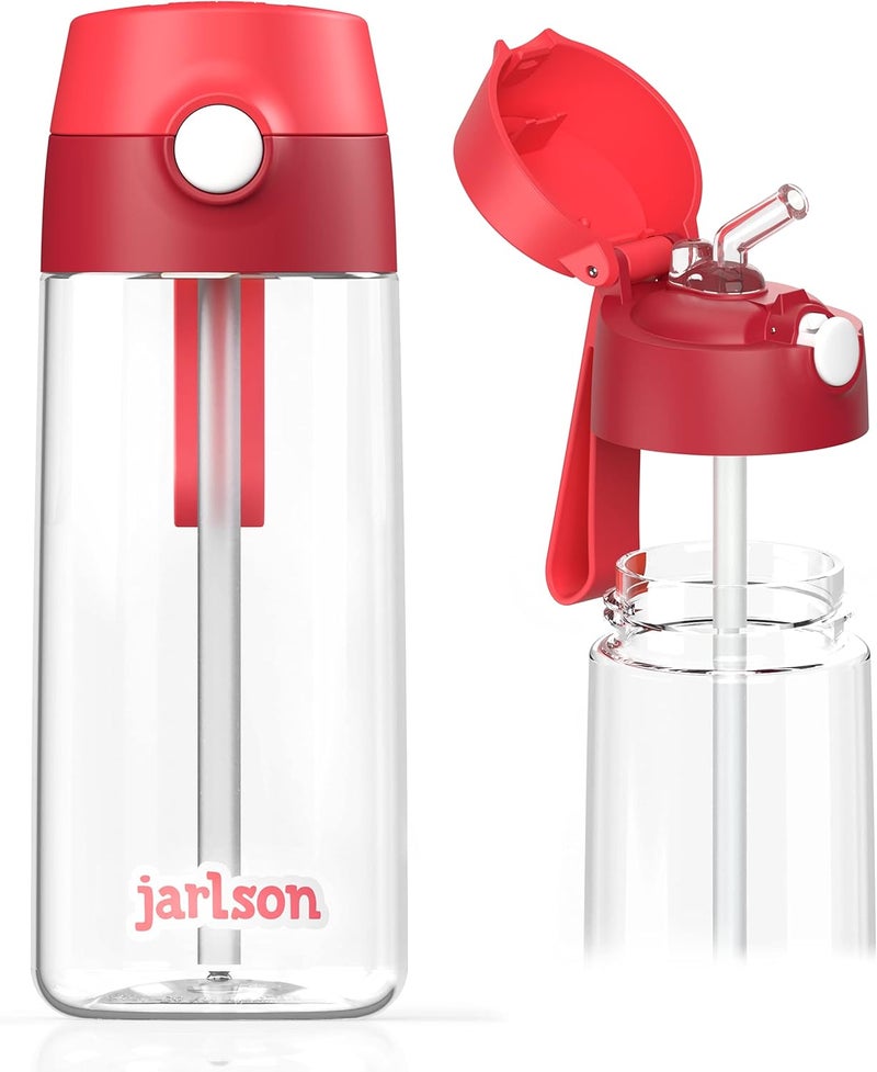 Jarlson جارلسون - قارورة أطفال فولاذية مقاومة للصدأ - قارورة أطفال 500 مل - قوارير خالية من BPA - مع قشة - للمدرسة والرياضة ورياض الأطفال - Image 1