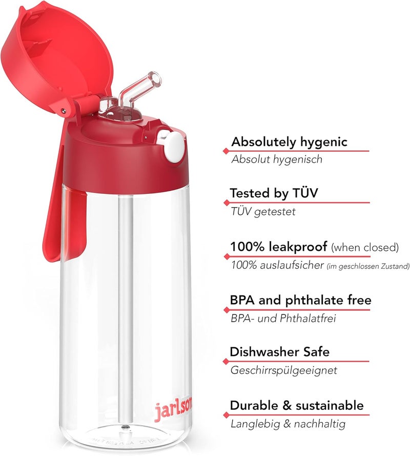 Jarlson جارلسون - قارورة أطفال فولاذية مقاومة للصدأ - قارورة أطفال 500 مل - قوارير خالية من BPA - مع قشة - للمدرسة والرياضة ورياض الأطفال - Image 3