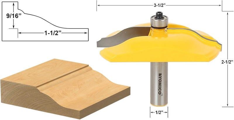 Yonico Raised Panel Cabinet Door Router Bits 3-1/2-Inch Diameter Ogee Bead 1/2-Inch Shank 12140 - Image 2