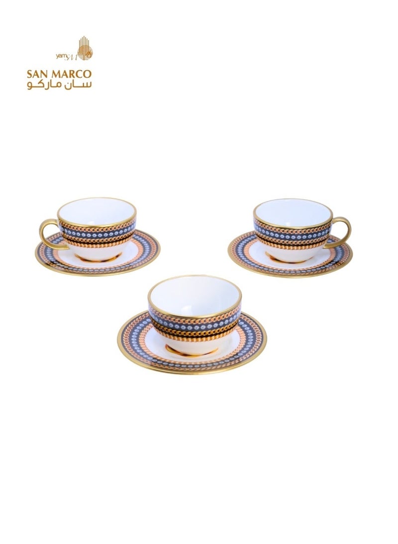 San Marco طقم أكواب شاي فاخر باللونين الأسود والذهبي – 12 قطعة - Image 4
