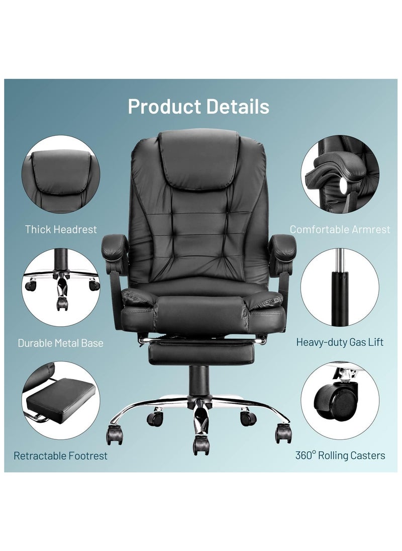 Chulovs - Home Office Chair with Footrest, Managerial Executive Chair Ergonomic High Back Computer Chair with Armrest Lumbar Support - Image 1