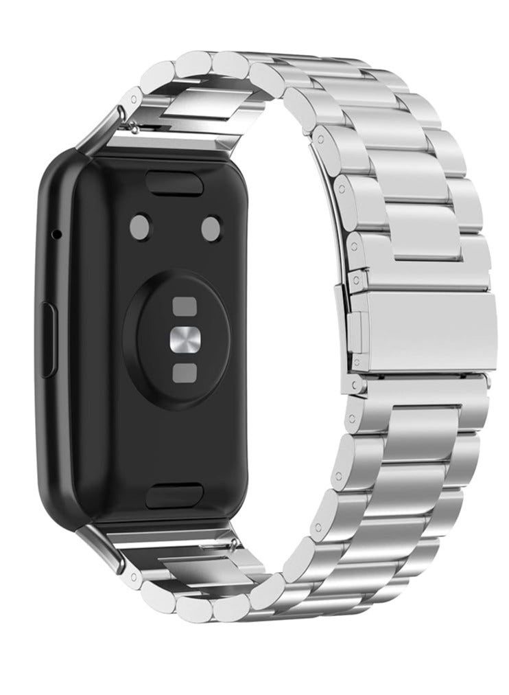 Magnetic Mesh Band Compatible with Huawei Watch Fit, Lightweight Quick Release Premium Woven Metal Wristband Strap Magnetic Replacement Watch Band (silver)  - Image 2
