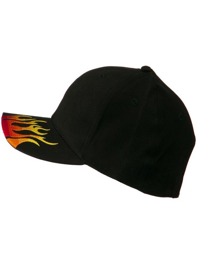 CAMEO Brushed Cotton Embroidered Flame Logo Cap - Black OSFM - Image 2
