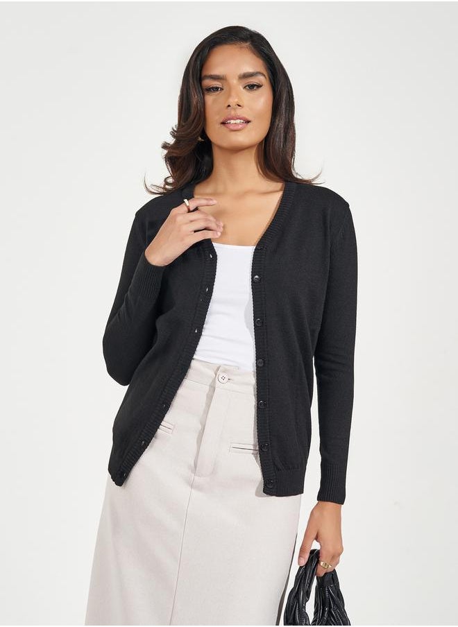 Styli - Regular Fit Button Placket Cardigan - Image 1