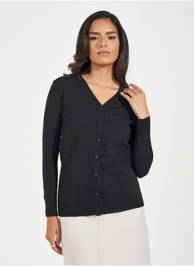 Styli - Regular Fit Button Placket Cardigan - Image 1