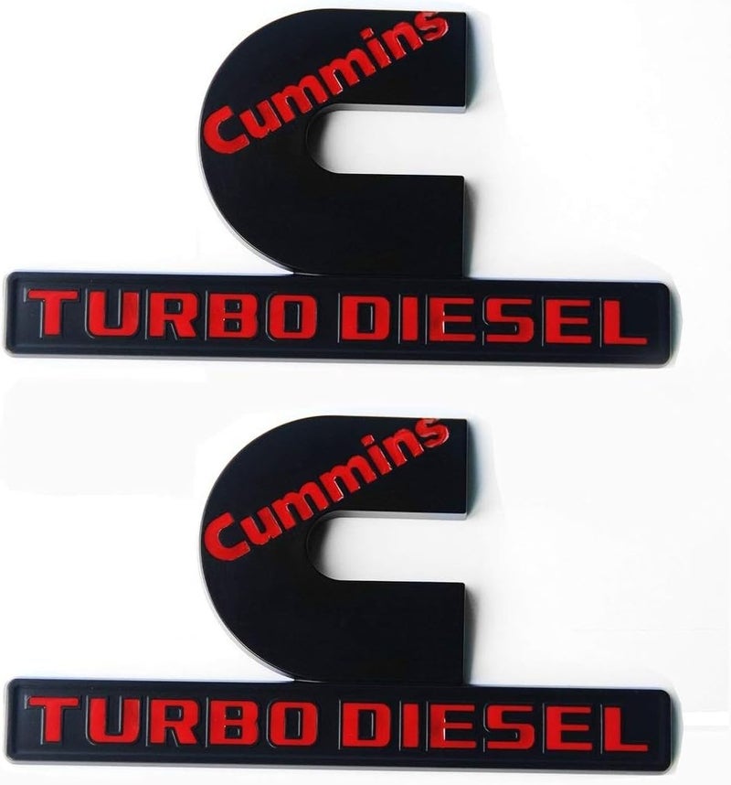 Yoaoo 2Pack Compatible with Cummins Turbo Diesel Emblem Badge High Output Ram 2500 3500 Emblem 6.2" by 3.4" inches Red - Image 1