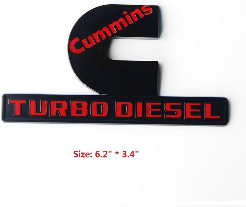 Yoaoo 2Pack Compatible with Cummins Turbo Diesel Emblem Badge High Output Ram 2500 3500 Emblem 6.2" by 3.4" inches Red - Image 4