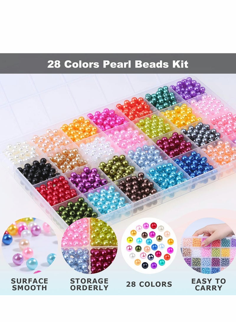 Excefore 1960PCS Pearl Beads, 6mm 28 Colors Multicolor Pearl Beads Loose Pearls for Crafts with Holes for Jewelry Making, Small Pearl Filler Beads for Crafting Bracelet Necklace Earrings - Image 3
