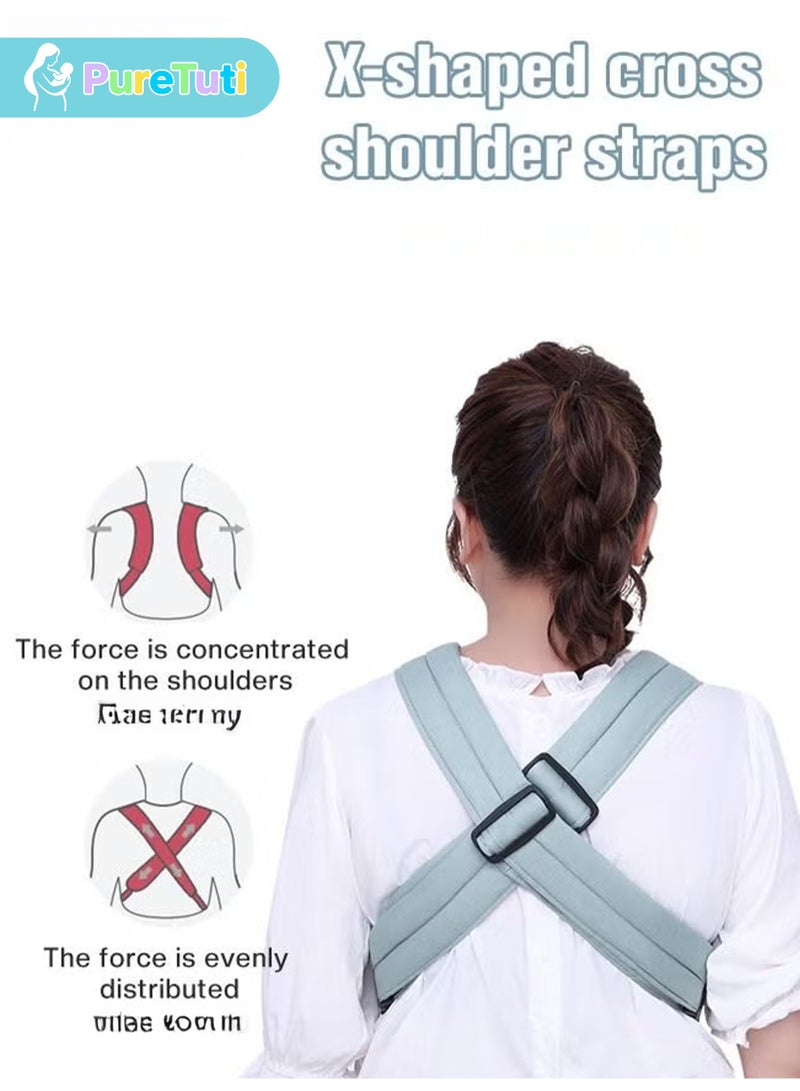 طفل نقي حامل لفافات قابل للتعديل، حاملات أمامية/خلفية مريحة وجيدة التهوية لحديثي الولادة إلى الأطفال الصغار من 0 إلى 15 كجم، مقاس واحد يناسب الجميع - Image 4