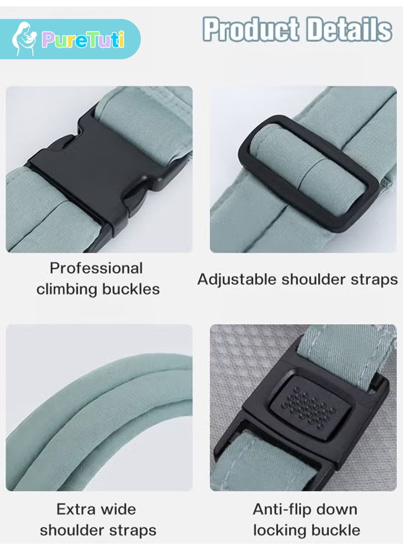 طفل نقي حامل لفافات قابل للتعديل، حاملات أمامية/خلفية مريحة وجيدة التهوية لحديثي الولادة إلى الأطفال الصغار من 0 إلى 15 كجم، مقاس واحد يناسب الجميع - Image 5