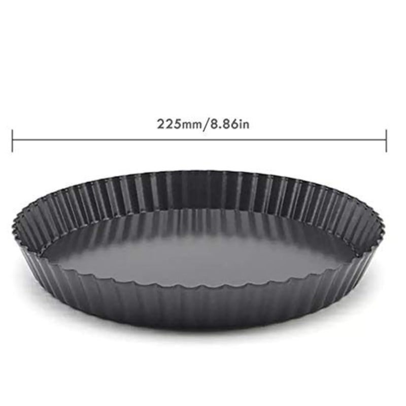 KRUPASAGAR MART Pizza Pie Pan NonStick Carbon Steel Pie Dish Tart Quiche Pizza Pan Removable Loose Bottom Pizza Dish 225 CM Black Pack of 1 - Image 3