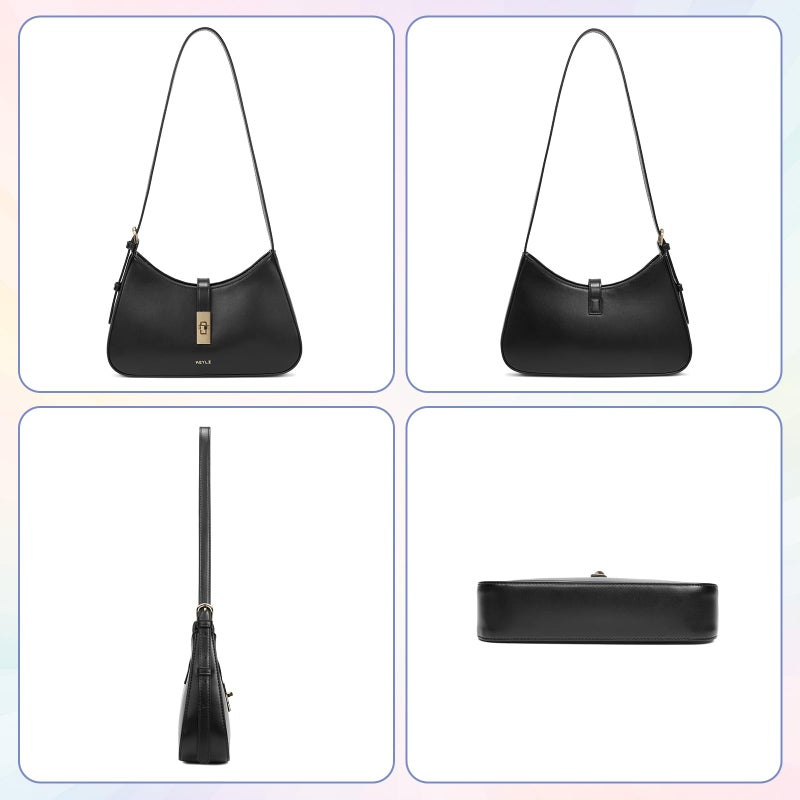 Keyli Shoulder Bag Purses for Women Fashion Waterproof Vegan Leather CrossBody Bags Small Cute Handbags Hobo Bags Satchels Purse Tote Bag with Adjustable Strap Black - Image 5