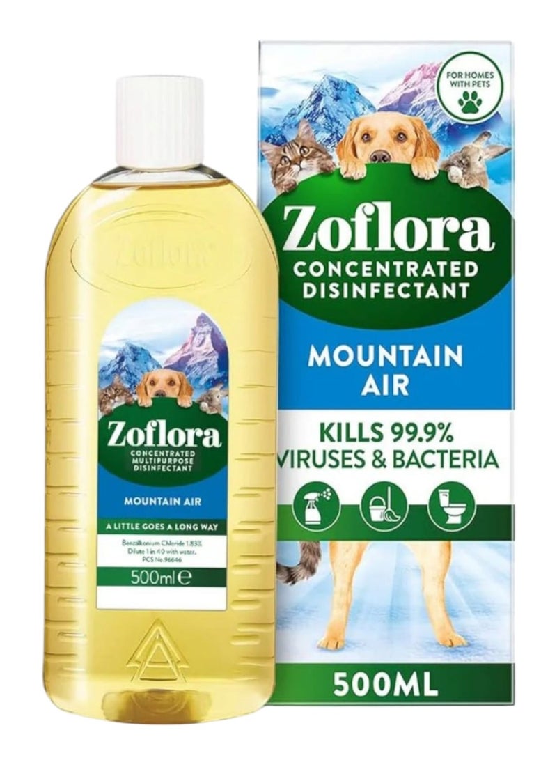 زوفلورا مطهر مركز متعدد الأغراض ماونتن اير من زوفلورا، مضاد للبكتيريا ويتمتع بتأثير طويل الأمد، آمن على الحيوانات الأليفة، 500 مل