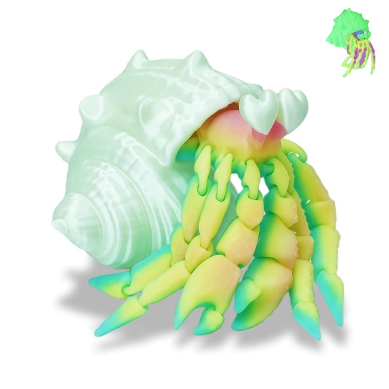 Xonery 3D Printed Love Hermit Crab Articulated Figurine Easter GiftsAnimal Kids ToyLoveEyedEaster GiftsRainbow Luminous Flexible BodyParty Favor - Image 3