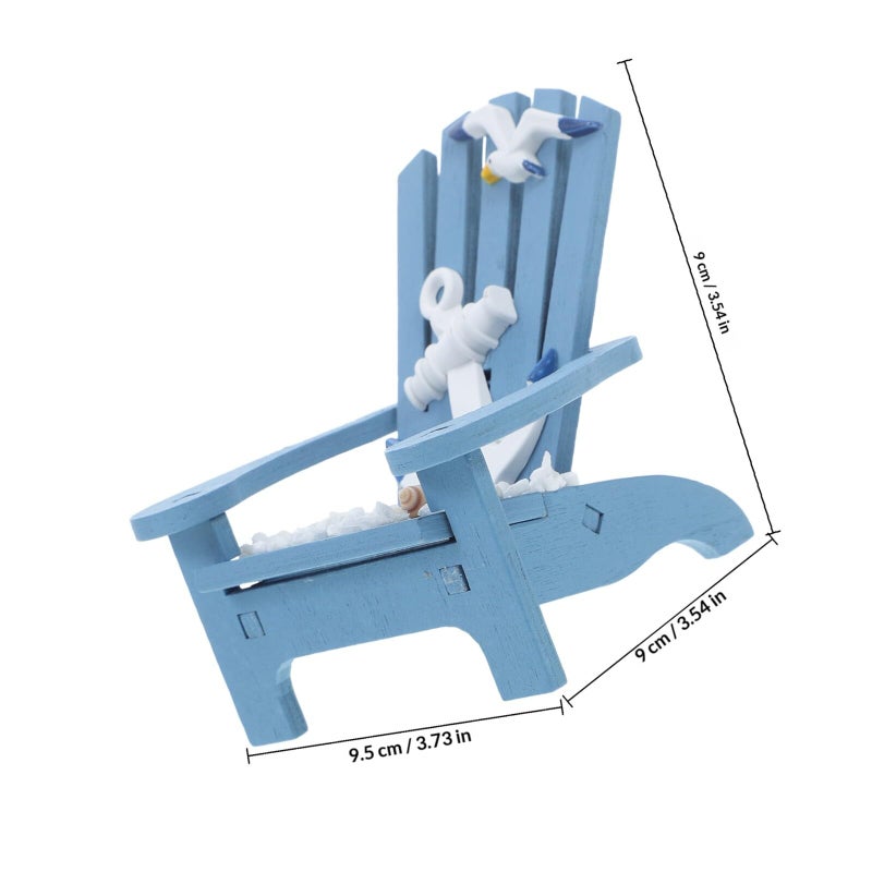 Blue Miniature Beach Chair Nautical Dollhouse Furniture for Beach Party and Desk Display - Image 3