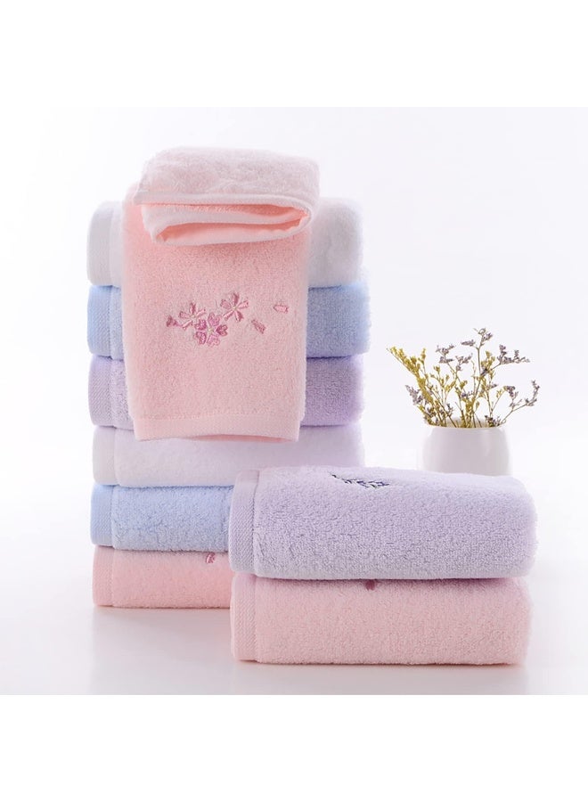 Pidada Hand Towel Set of 3 Embroidered Floral Pattern 100 Cotton Soft Absorbent Decorative Towel for Bathroom Pink - Image 3
