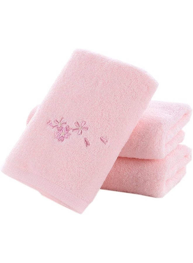Pidada Hand Towel Set of 3 Embroidered Floral Pattern 100 Cotton Soft Absorbent Decorative Towel for Bathroom Pink - Image 5