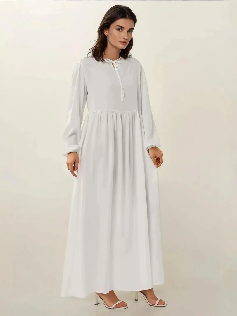 HICCUP Maxi Dress with A-Form Fit and Crew Neck