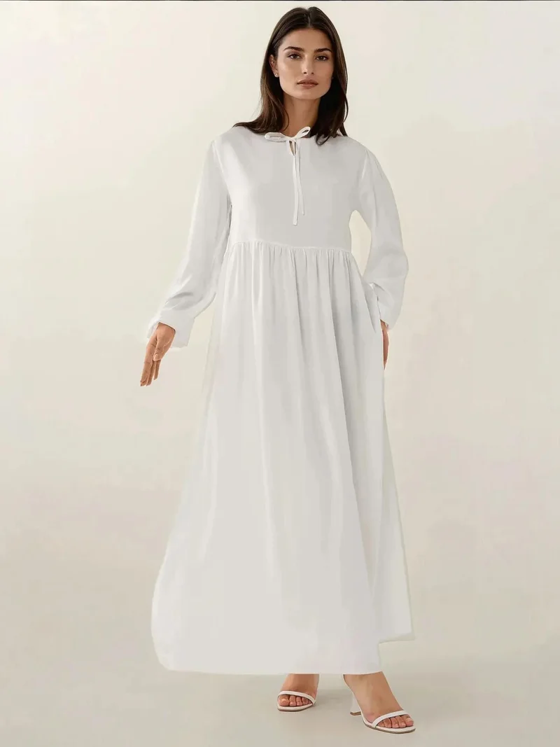 HICCUP Maxi Dress with A-Form Fit and Crew Neck