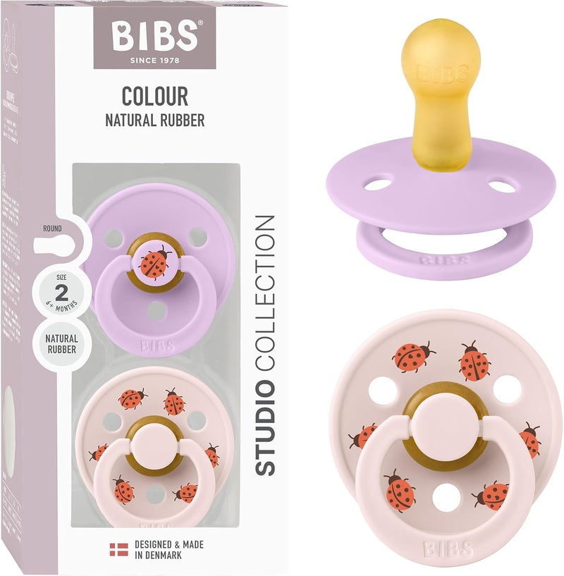 BIBS Studio Colour Pacifier 2 Pack - Ladybug Design - Image 1