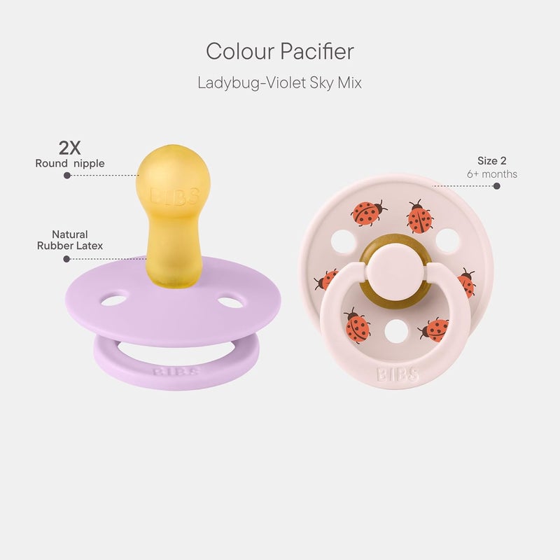 BIBS Studio Colour Pacifier 2 Pack - Ladybug Design - Image 2
