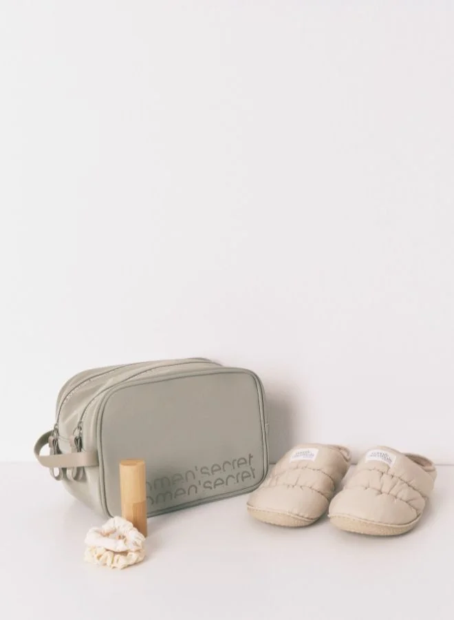 women'secret Large Rubber Khaki Vanity Case