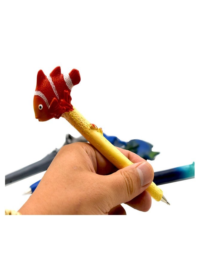 Lopenle 5PCS Novelty Shark Fish Pens Clownfish Pen Dolphin Pen Stylish Sea Animal Pens Resin Made Black Ink For School Supplies Birthday Party - Image 4