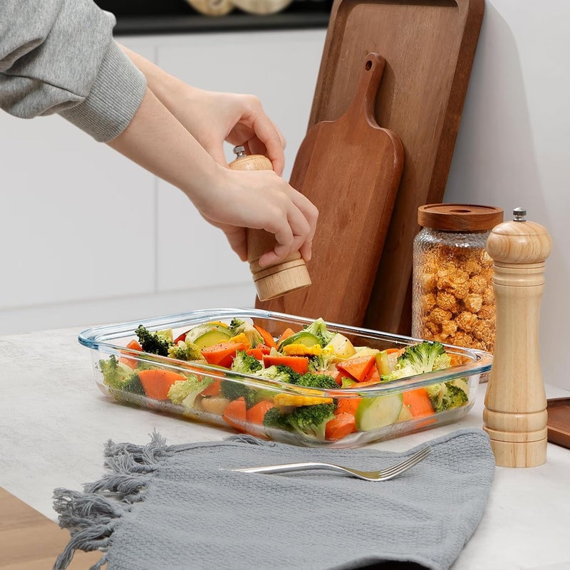 3 Piece Rectangular Casserole Dish Set 1L 1.6L 2.2L Oven Safe Bakeware Set Microwave Freezer Dishwasher Safe Baking Trays for Cooking Baking Serving Food Storage Kitchen Use - Image 2