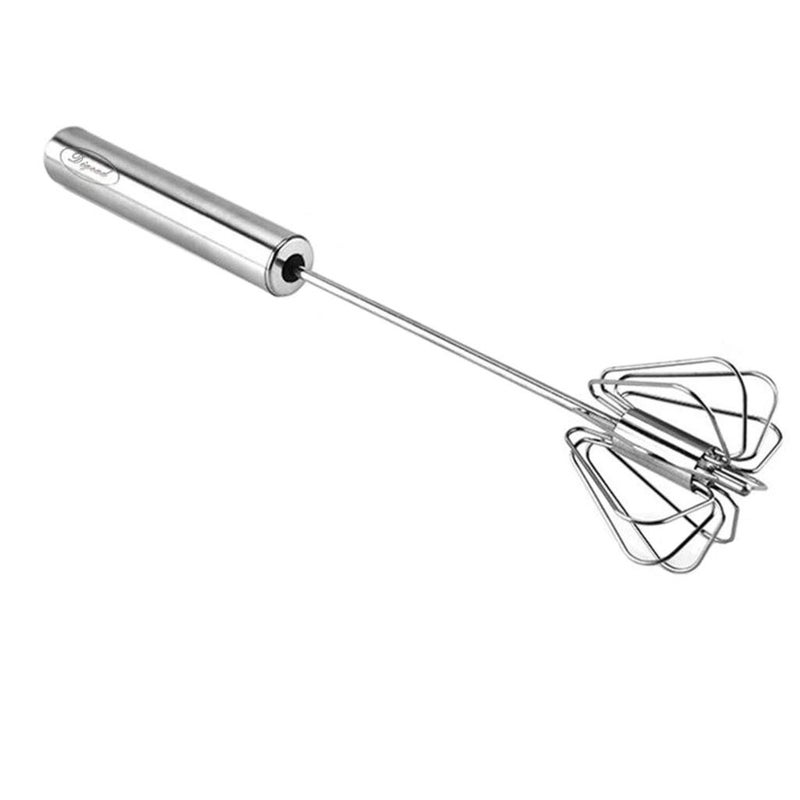 Stainless Steel Egg Whisk Hand Push Rotary Whisk Blender Versatile Milk Frother Hand Push Mixer Stirrer for Blending Whisking Beating  Stirring 12in