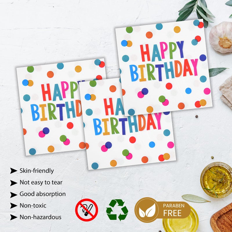 HFBOBP 72PCS Happy Birthday Paper Plates and Napkins Decorations, 7inch Colorful Dots Cake Dessert Plates with Forks Disposable Dinnerware Tableware Set for Birthday Party Supplies (Colorful Dot) - Image 5