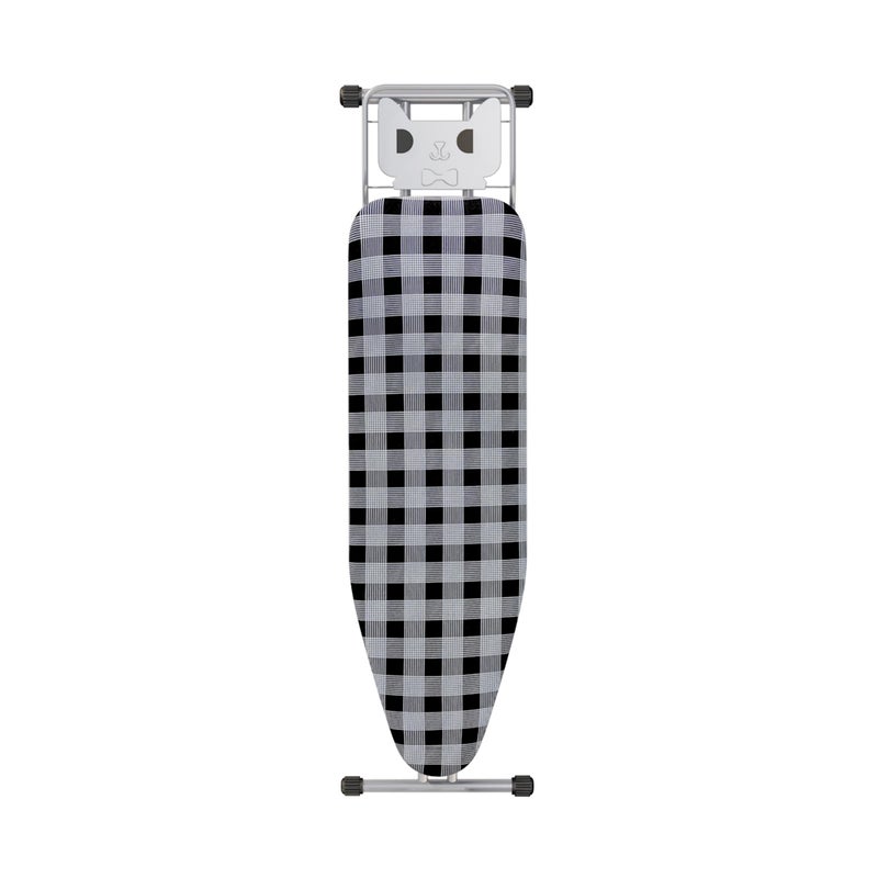 Jakeefud Ironing Board 13 X 43 WExtra Thick Heavy Duty Padded Cover Height AdjustableHeat  Scorch Resistant Fabric AntiSkid Feet Extra Wide Easy to Fold Checkered Gray