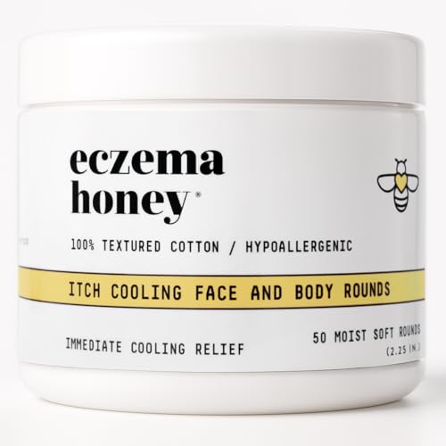 ECZEMA HONEY Itch Cooling Face  Body Rounds  Anti Itch Cotton Face Pads  Moisturizer for Eczema Dry  Sensitive Skin 50 Cotton Rounds