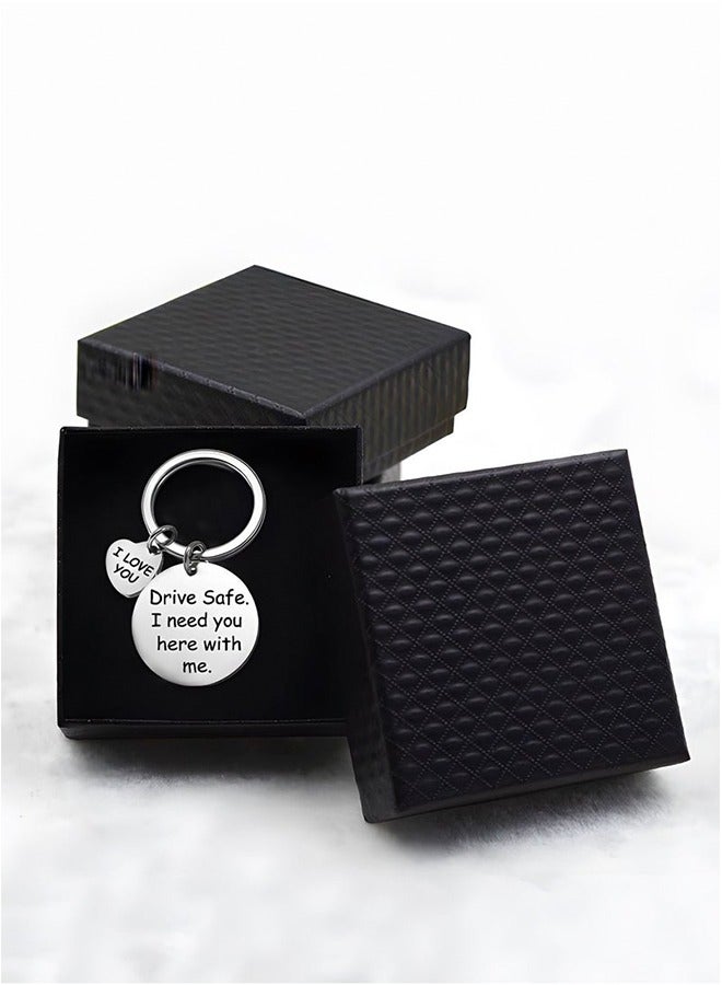 Car Keychain Birthday Gifts for Boyfriend Husband Love Keychain Valentines Gifts for Wife Girlfriend Anniversary Present, ''drive safe i need you here with me'' Key Chain - Image 4