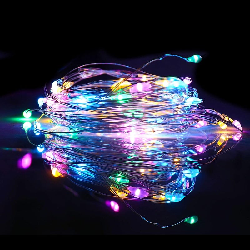 Mandiq 4 Pack Fairy Lights Battery Operated, String Lights 10ft 30 LEDs, Flashing and Constant Light Mode, Silver Wire Mini Lights for Festival, Christmas Decoration, Multicolor… - Image 5