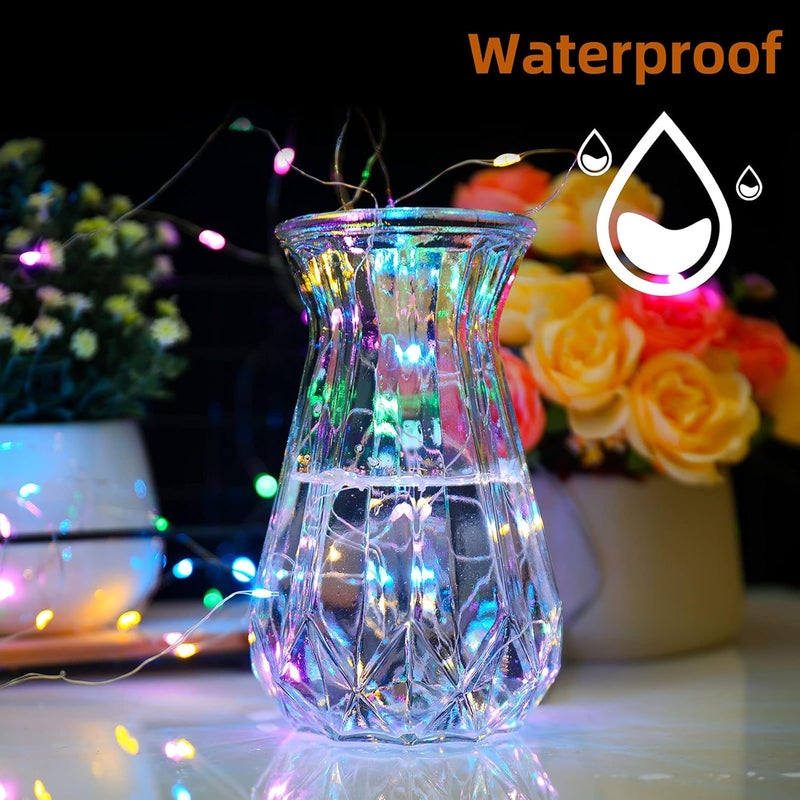 Mandiq 4 Pack Fairy Lights Battery Operated, String Lights 10ft 30 LEDs, Flashing and Constant Light Mode, Silver Wire Mini Lights for Festival, Christmas Decoration, Multicolor… - Image 3