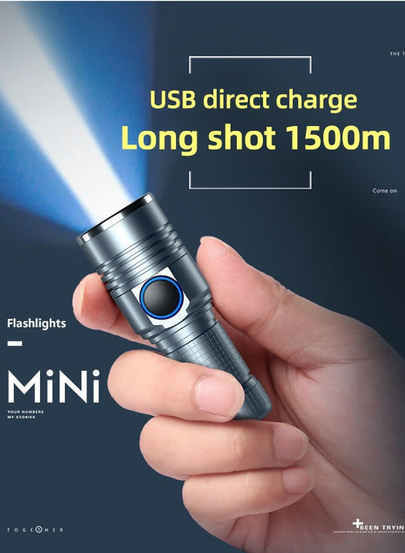 إسكدنيا مصباح يدوي صغير قوي ، مصباح LED قابل لإعادة الشحن USB قابل لإعادة الشحن مصباح يدوي فائق السطوع ، مقاوم للماء مناسب للمنزل مصباح يدوي للتخييم في الهواء الطلق - Image 3