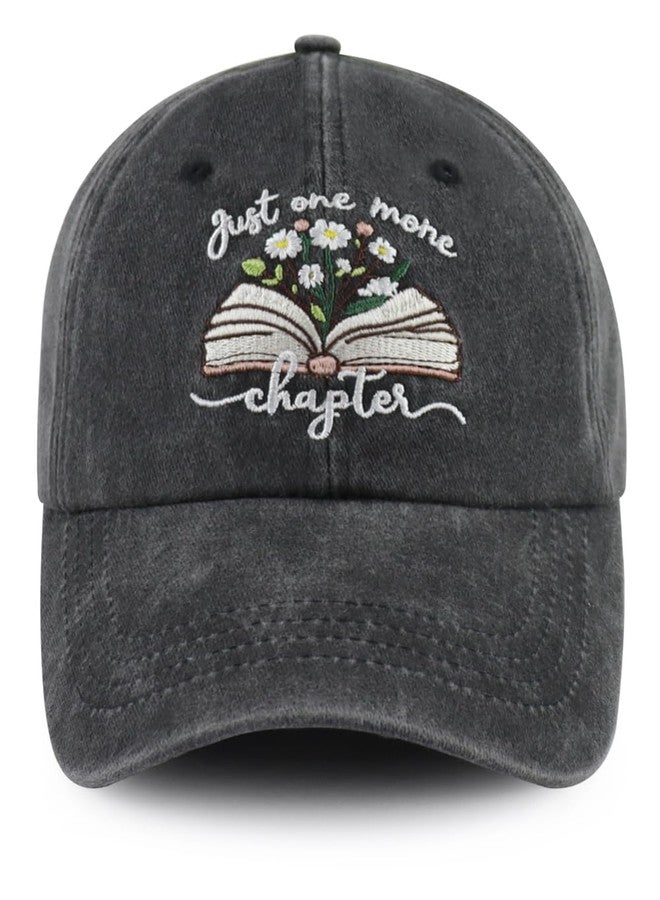Kahhrepa Book Lovers Gifts for Women Men, Bookish Reading Accessories Baseball Cap, Just One More Chapter Hat, Mothers Day Christmas Birthday Gifts for Readers Black - Image 1
