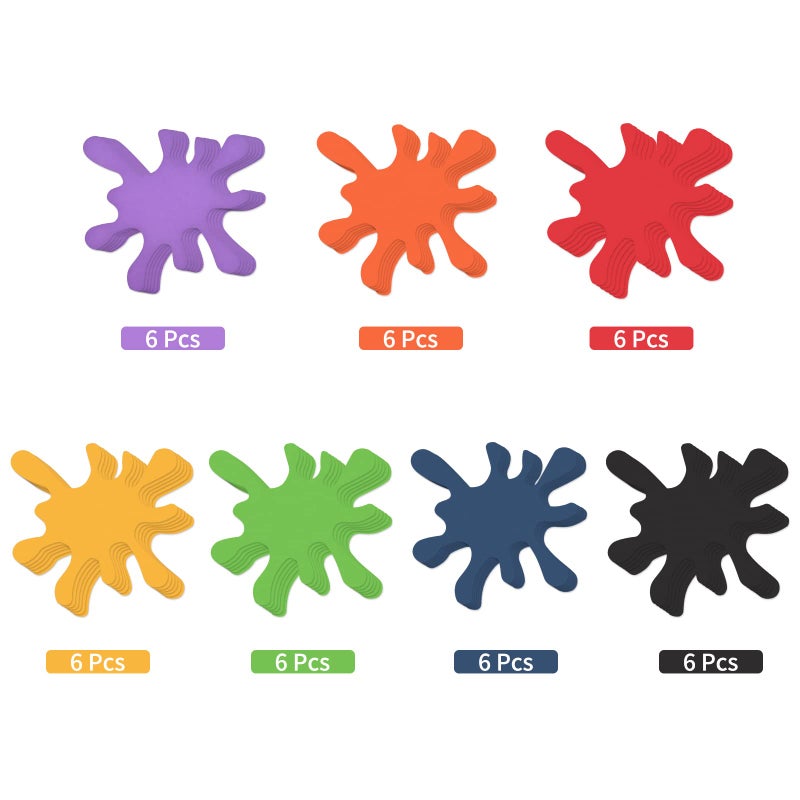 Lecferrarc 42 Pcs Paint Splatter Cutouts Colorful Art Painting Party Decorations Art Paint Splash Silhouette for Birthday Party Decoration School Bulletin Board Craft Home Wall Decor - Image 2