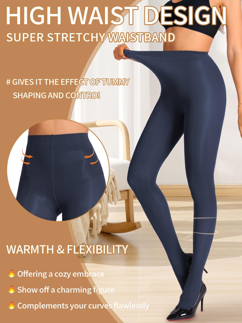 HONENNA Women's Control Top High Elastic Soft Opaque Pantyhose Tights - Image 4