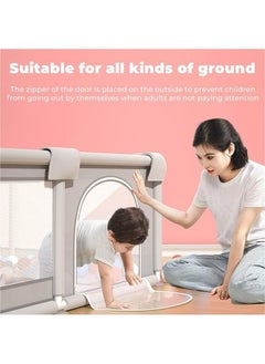 Arabest Baby Playpen Large with Mat，Playpen for Babies and Toddlers，Safety Infant Activity Center Baby Play Pen with Zipper Gate，Sturdy Playpen with Balls & Accessories(Grey，1.5m*2m)  - Image 4