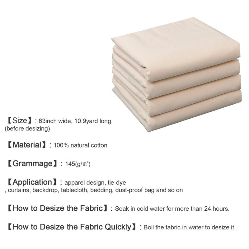 HAGBOU 63in x 10.9 Yards 100% Cotton Muslin Fabric, Medium Weight Natural Unbleached Muslin Fabric by Yard for Sewing DIY (Unbleached, 10.9 Yard Bolt) - Image 3