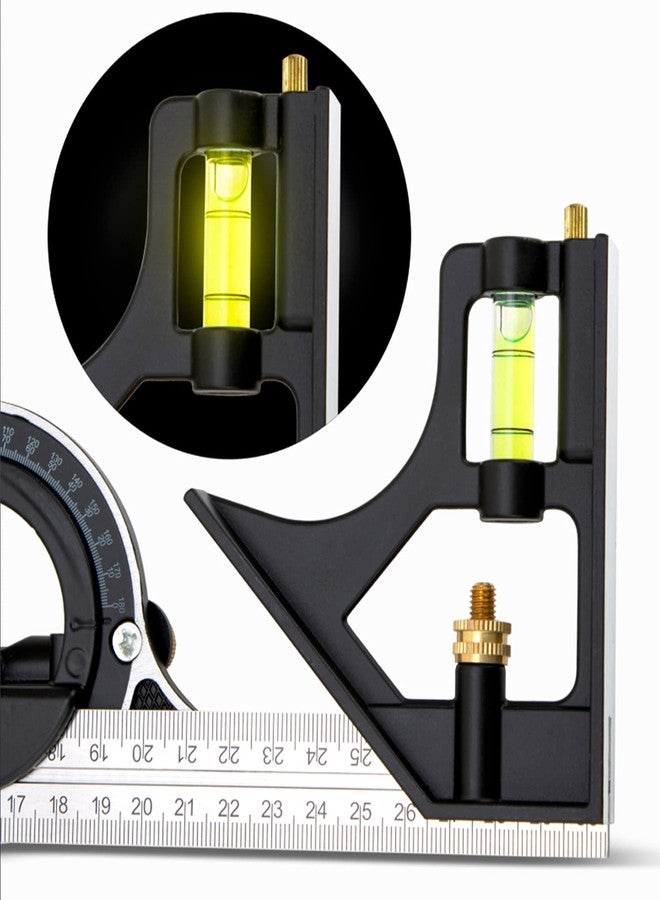 Terizger Square Angle Ruler,3Pcs/Set 300mm Stainless Steel t Square Ruler Adjustable Sliding Combination & Protractor Level Measure Measuring Set - Image 3