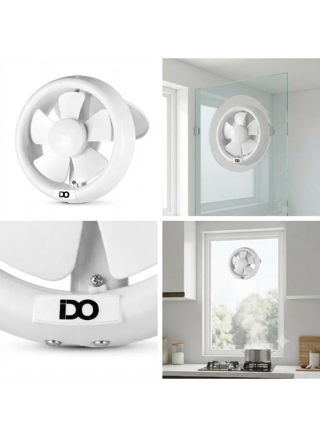 ido Circular Glass Exhaust Fan 15 cm, 10W, Copper Motor, Safe Back Cover - White - Model GVF15-WH - Image 3