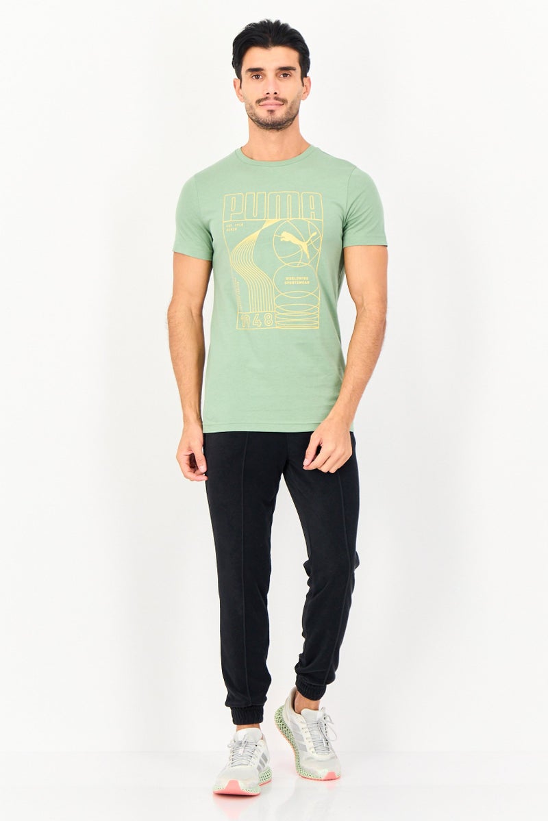 PUMA Men Slim Fit Short Sleeve Graphic Print Outdoor T-Shirt, Olive - Image 3