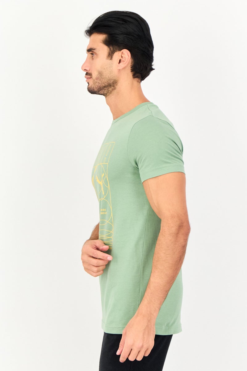 PUMA Men Slim Fit Short Sleeve Graphic Print Outdoor T-Shirt, Olive - Image 2