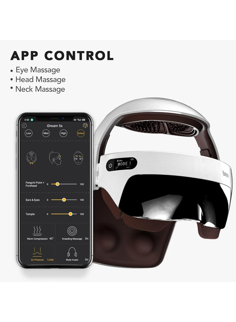 Breo iDream5s Electric Head Massager, Eye & Neck Massage Helmet with Heat, Kneading, Air Compression, APP Control Scratcher for Headache, Stress Relief, Deep Sleeping - Image 5