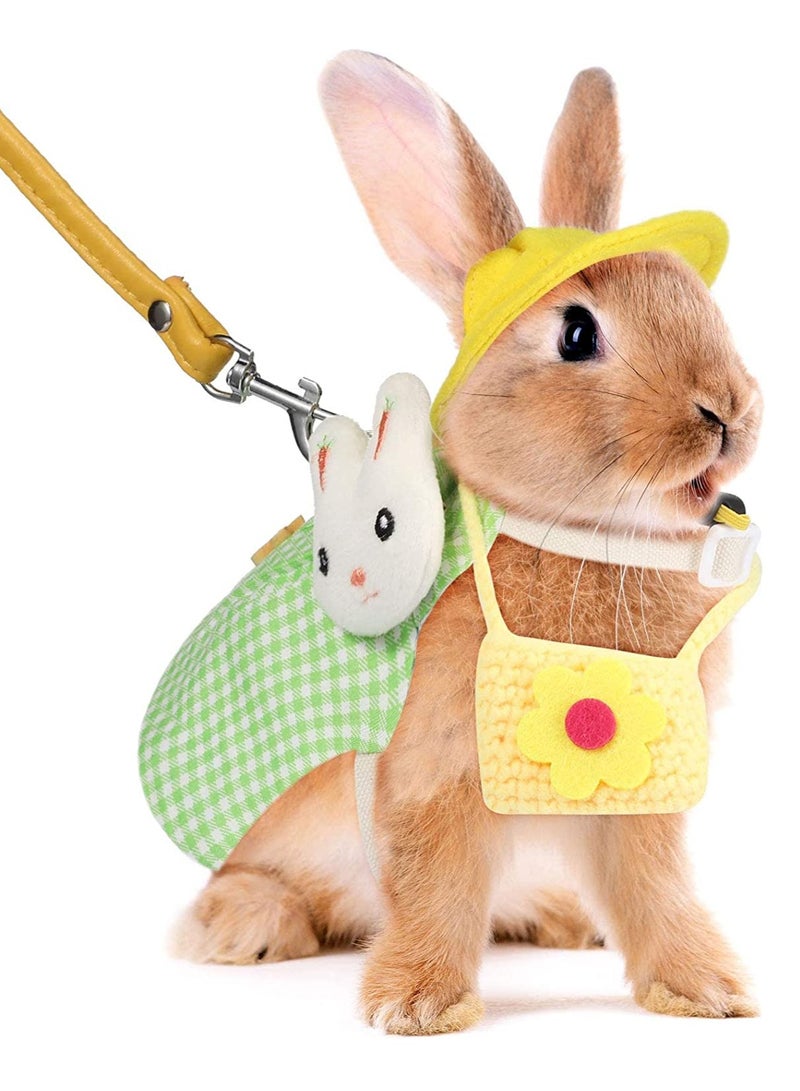 Zikra Pet Rabbit Harness Vest and Leash Set, with Mini Hat Bag Cute Brooch for Rabbit Ferret Teacup Poodle Kitten Small Animal - Image 2