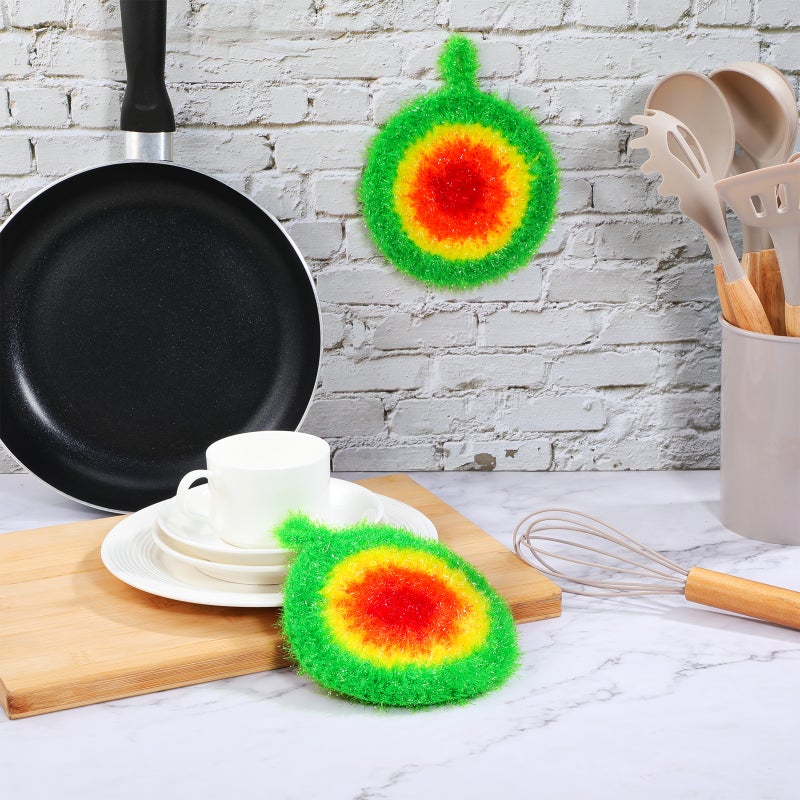 5Pcs Round Dish Towels Kitchen Thick Tableware Washing Cloth Hanging Cleaning Cloth Random Color - Image 4